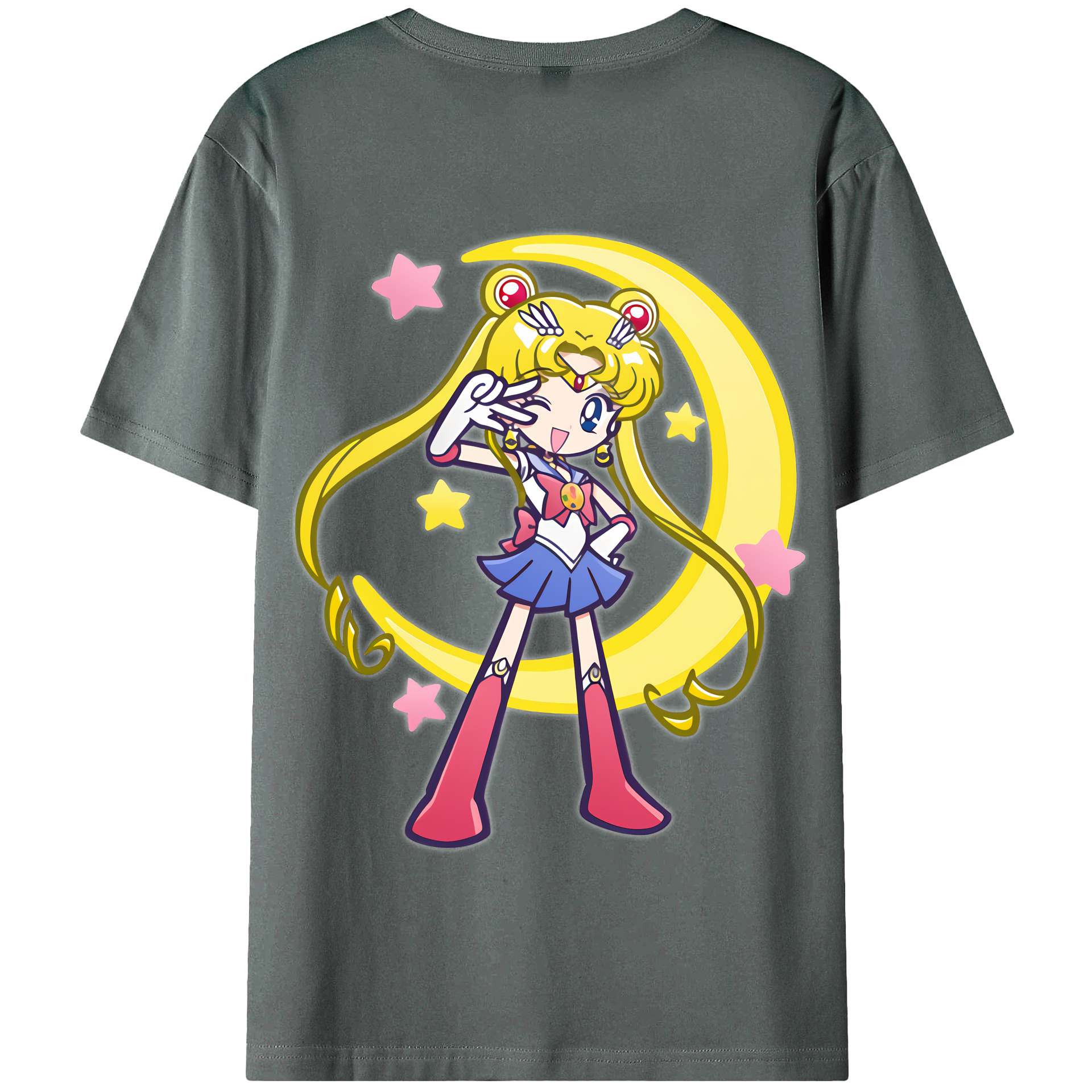 （画像用） 美少女戦士セーラームーン 月野 うさぎ つきの うさぎ Sailor Moon Tsukino Usagi 綿100％半袖Tシャツ（背面プリント）